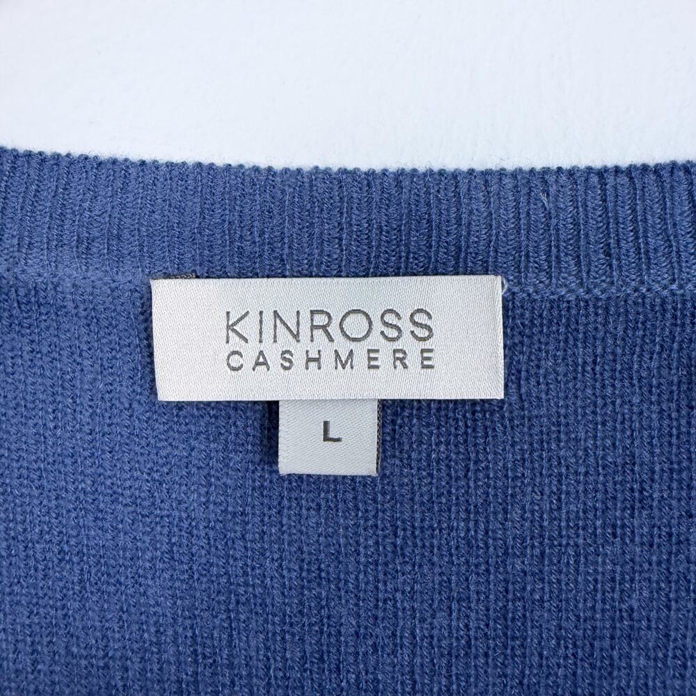 Kinross Cashmere V-Neck Sweater Blue Large - Picture 3 of 5